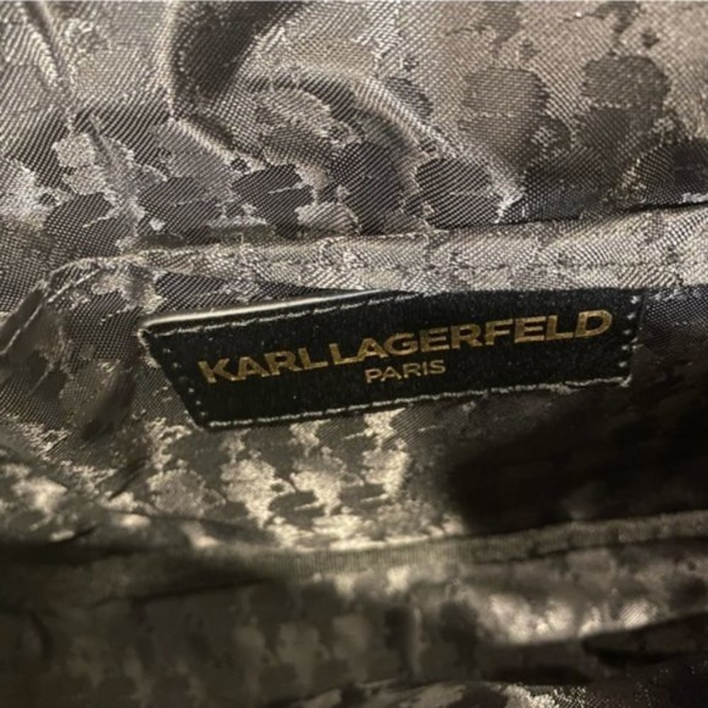 Karl Lagerfeld White and Black Crossbody Camera Bag with Iconic Cartoon Motif - Picture 5 of 12